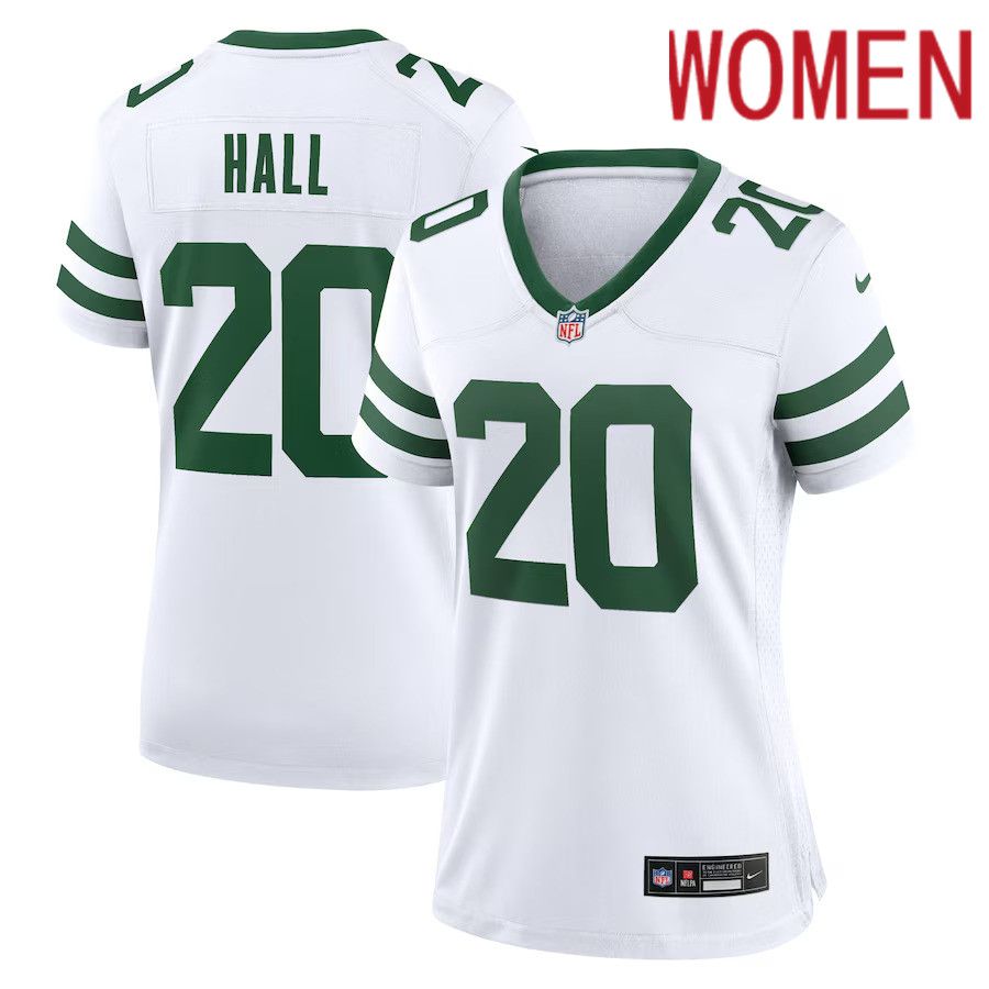 Women New York Jets #20 Breece Hall Nike White Legacy Player Game NFL Jersey->women nfl jersey->Women Jersey